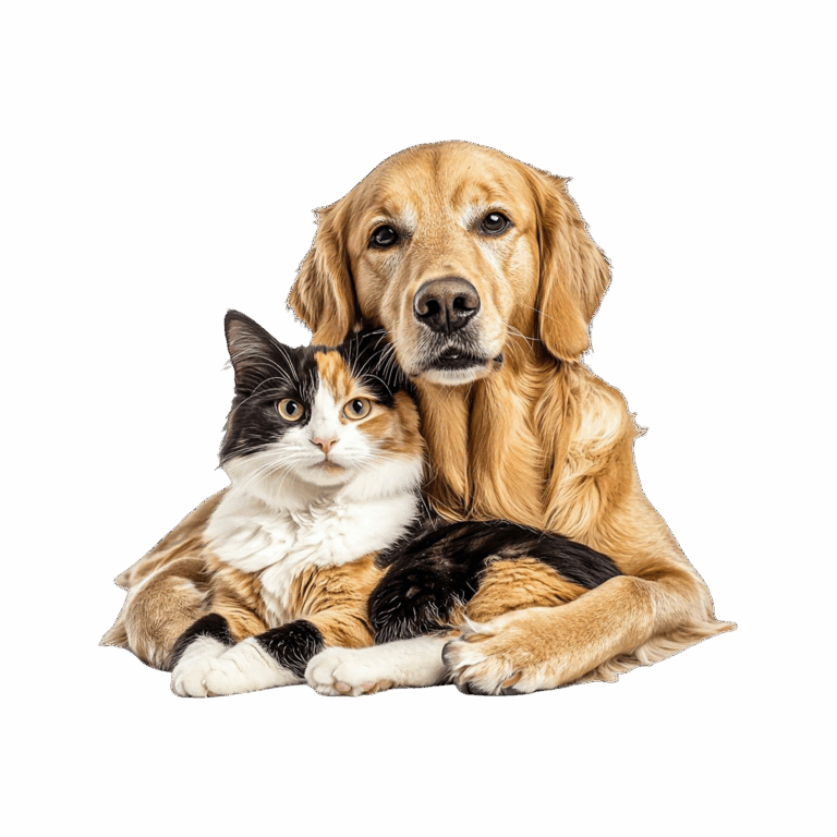 Cachorro e gato abraçados